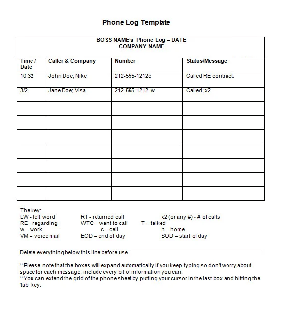 Answering Machine Message Slip Template