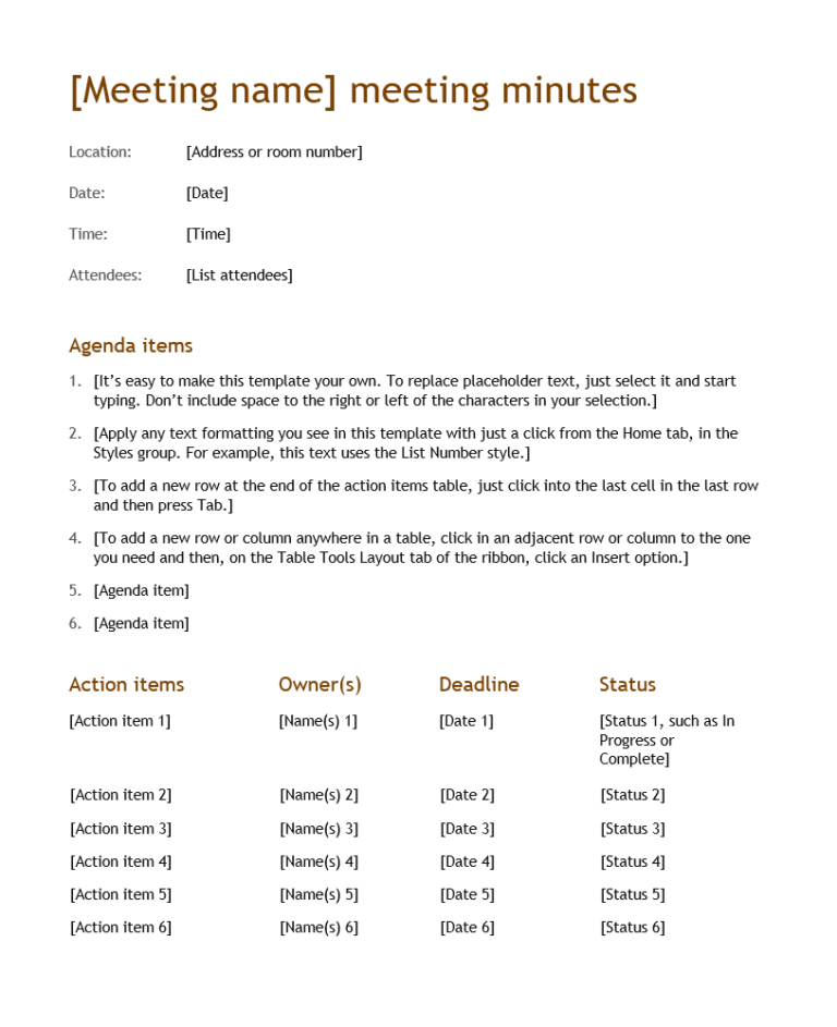 Meeting Minutes Template 