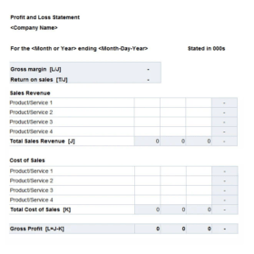 Blank Profit and Loss Statement Template