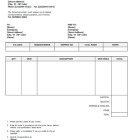 Blank Purchase Order Template