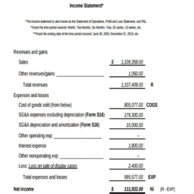 Company Income Statement Template