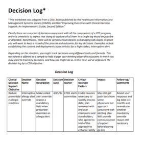 Decision Log Template PDF