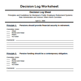 Decision Log Worksheet Template