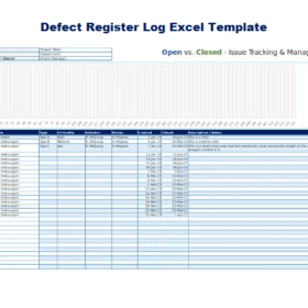 Defect Register Log Excel Template