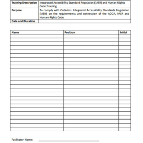 Employee Sign off Training Register Template PDF