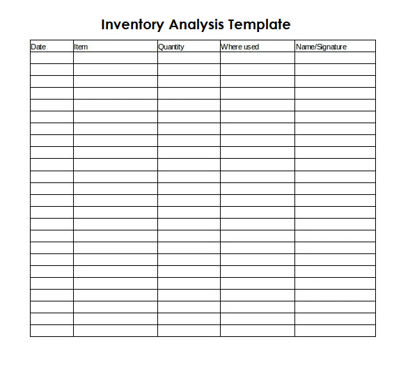 Inventory Analysis Template Excel