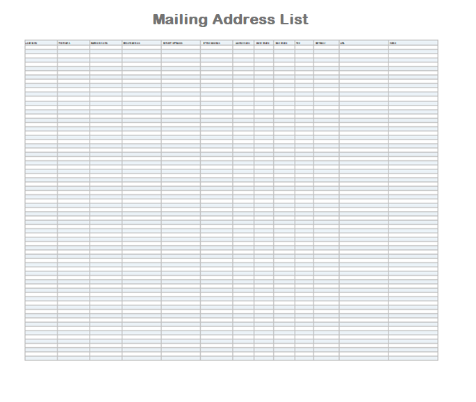 Mailing Address List Template