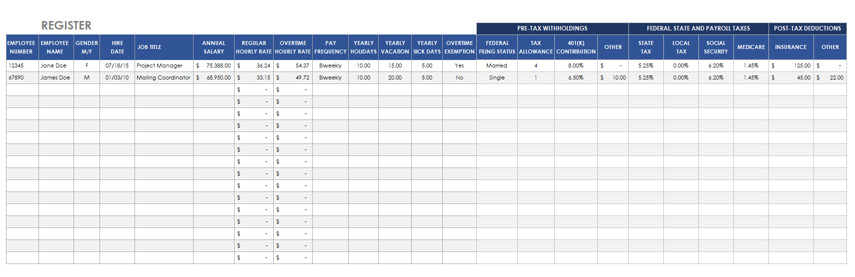 Payroll Calculator Template Excel