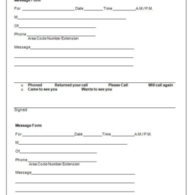 Phone Message Slip Form