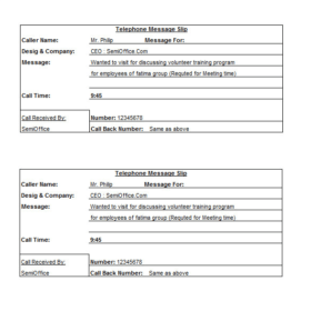 Phone Message Template Excel