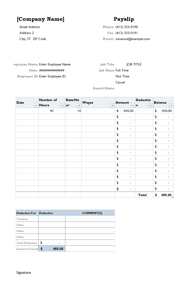 Printable Salary Slip Template