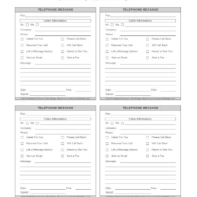 Printable Telephone Message Slip Template