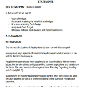 Project Income Statement Template