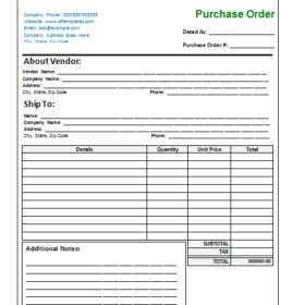 Purchase Order Format