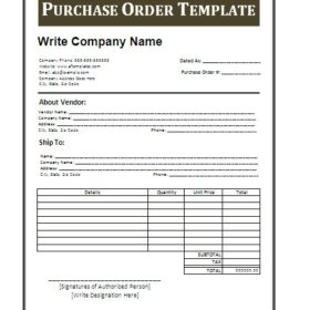 Purchase Order Template Word