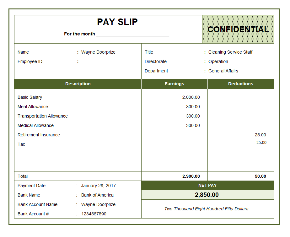 Salary Slip Format