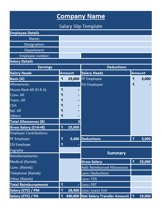 Salary Slip Template Excel