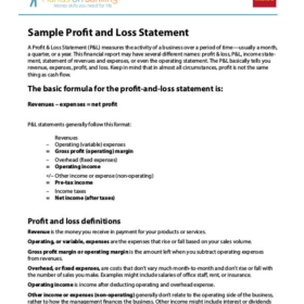 Standard Profit and Loss Statement Format