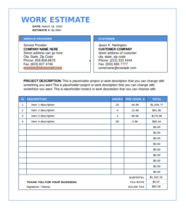 Work Estimate Templates | 19+ Free Docs, Xlsx & PDF Formats, Samples ...