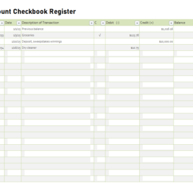 Account Checkbook Register Template