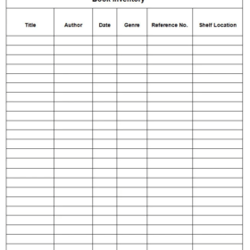 Blank Book Inventory Sheet Template