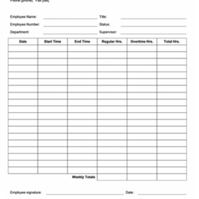 Blank Weekly Timesheet Template