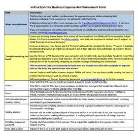 Business Expense Reimbursement Form Template