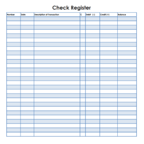 Checkbook Register Template PDF