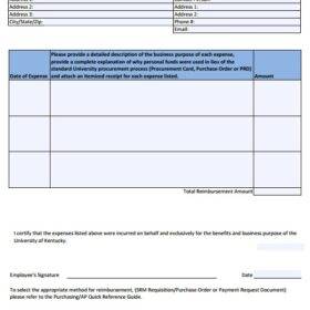 Employee Expense Reimbursement Form