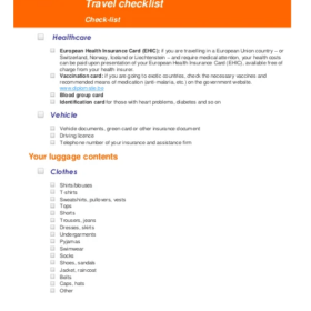 Excellent Travel Checklist Template