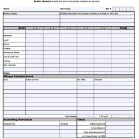 Expense Reimbursement Report Form Template