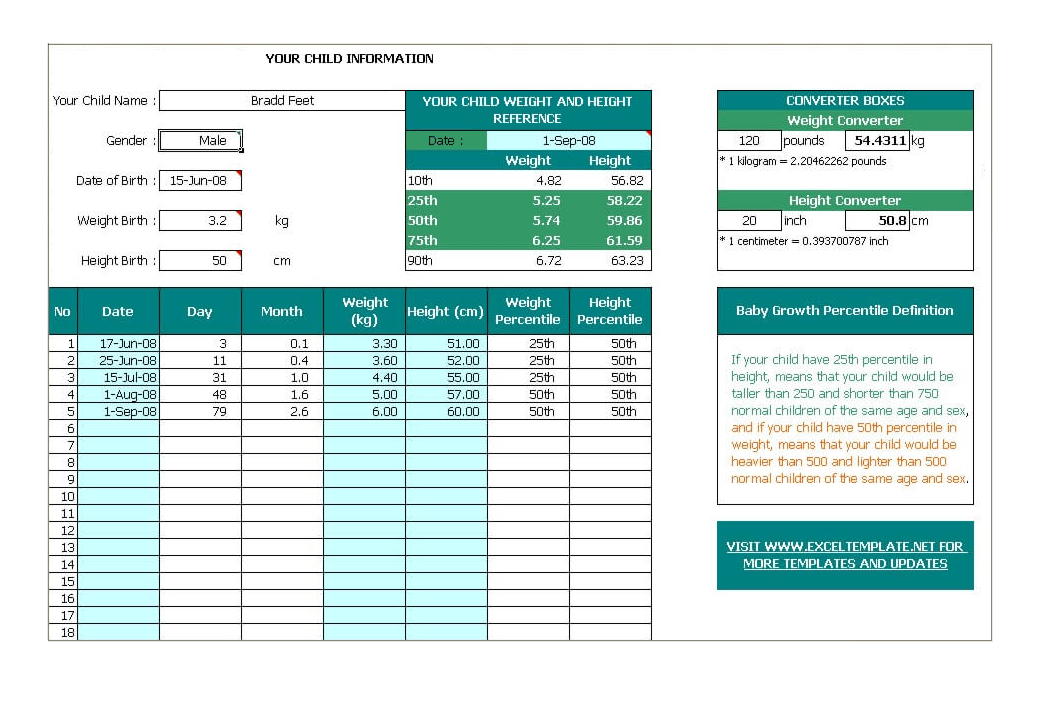 Free Baby Growth Chart Template