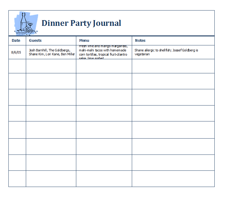 Free Dinner Party Template