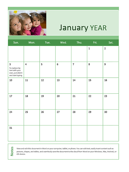 Free Family Calendar Template