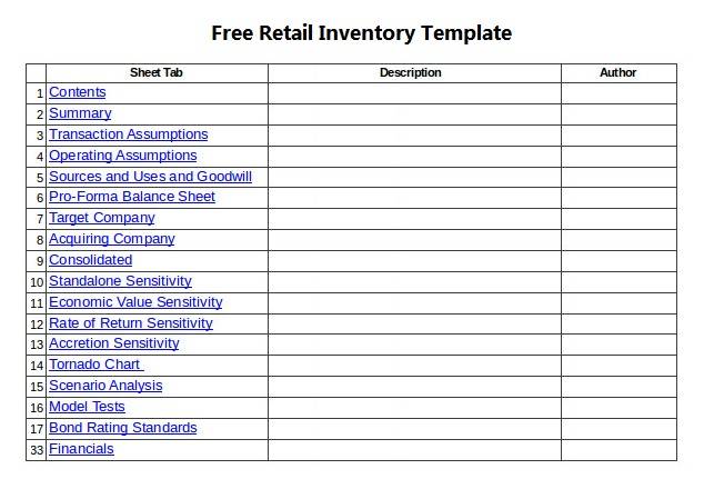 Free Retail Inventory Template