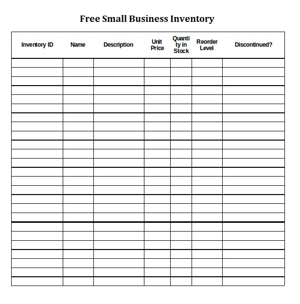 Free Small Business Inventory Template