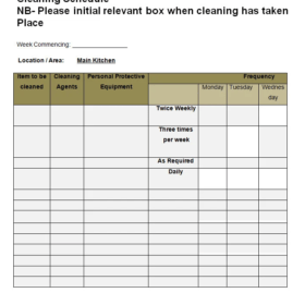 Kitchen Cleaning Checklist Sample