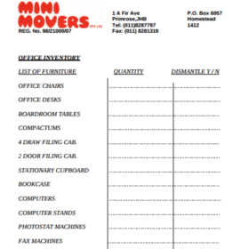 Office Furniture Supply Inventory Template