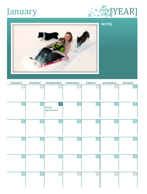 Printable Family Calendar Template