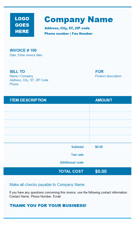 Printable Free Invoice Template