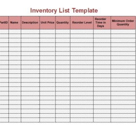 Printable Inventory List Template