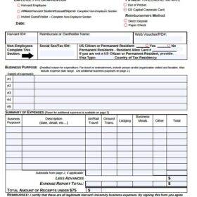 Printable Universal Expense Reimbursement Form Template