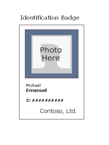 Sample Employee Photo ID Badge Template