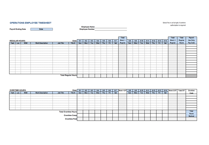 Sample Employee Time Card Template