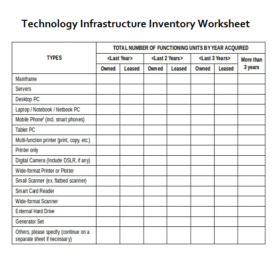 Technology Infrastructure Inventory Worksheet Template