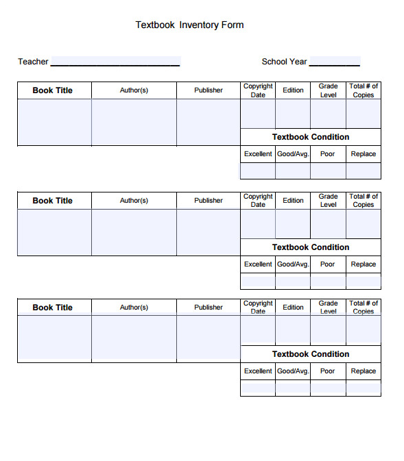 Textbook Inventory Template