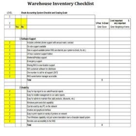 Warehouse Inventory Checklist Template