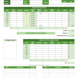 Weekly Employee Expense Report Template