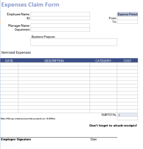 Expense Claim Form Templates | 9+ Free Xlsx, Docs & PDF Samples ...