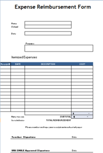monthly expenses form reimbursement